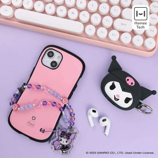 Kuromi Beaded Charm Phone Wrist Strap, Lolita Version