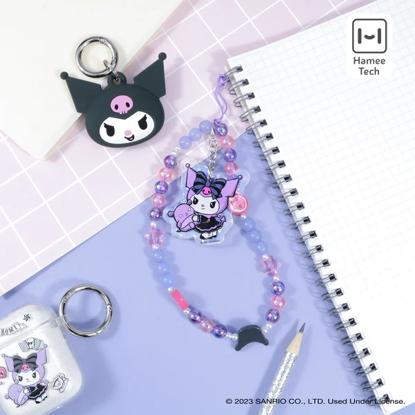 Kuromi Beaded Charm Phone Wrist Strap, Lolita Version
