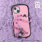 Kuromi Beaded Charm Phone Wrist Strap, Lolita Version