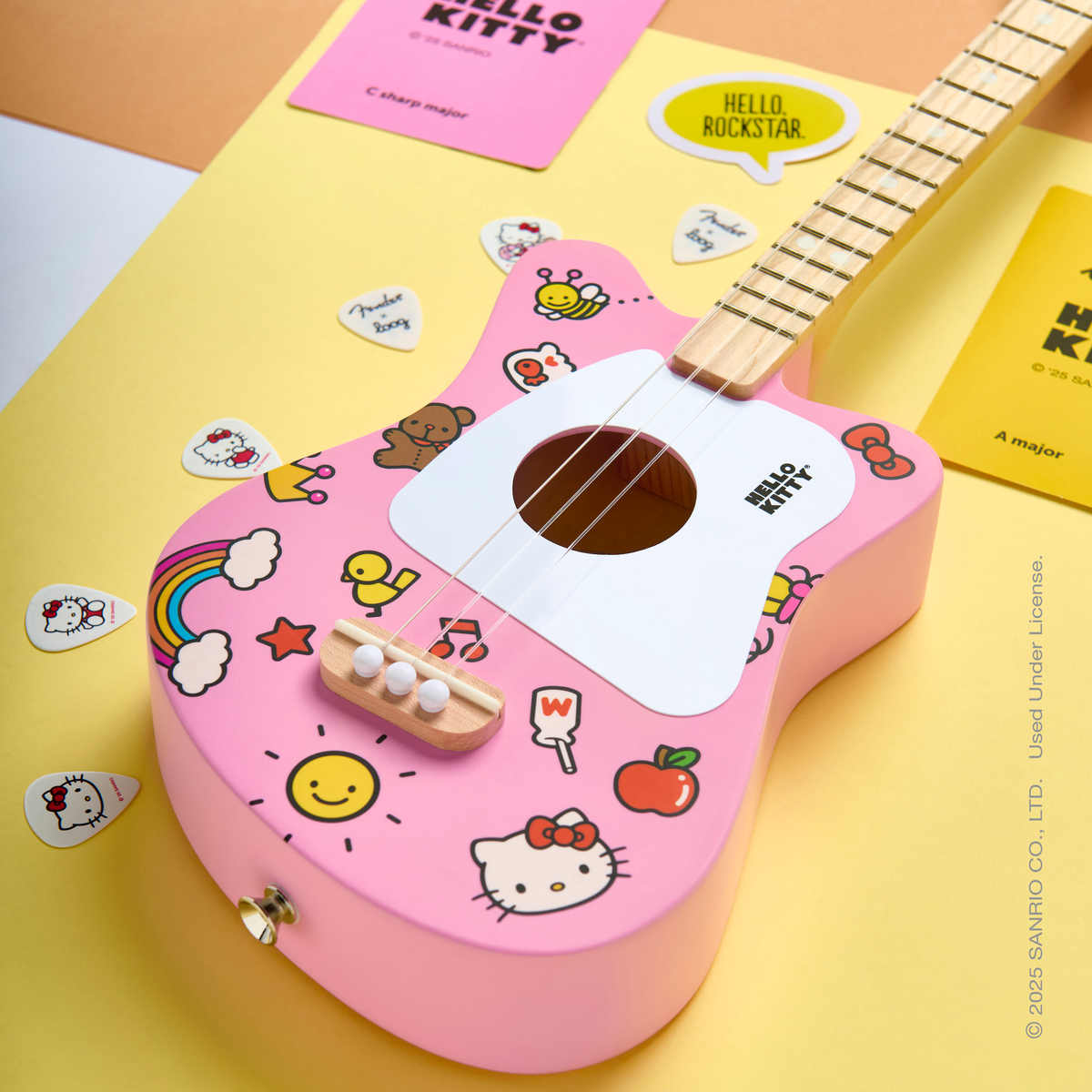 Hello Kitty x Loog Pink Kids Mini Acoustic Guitar