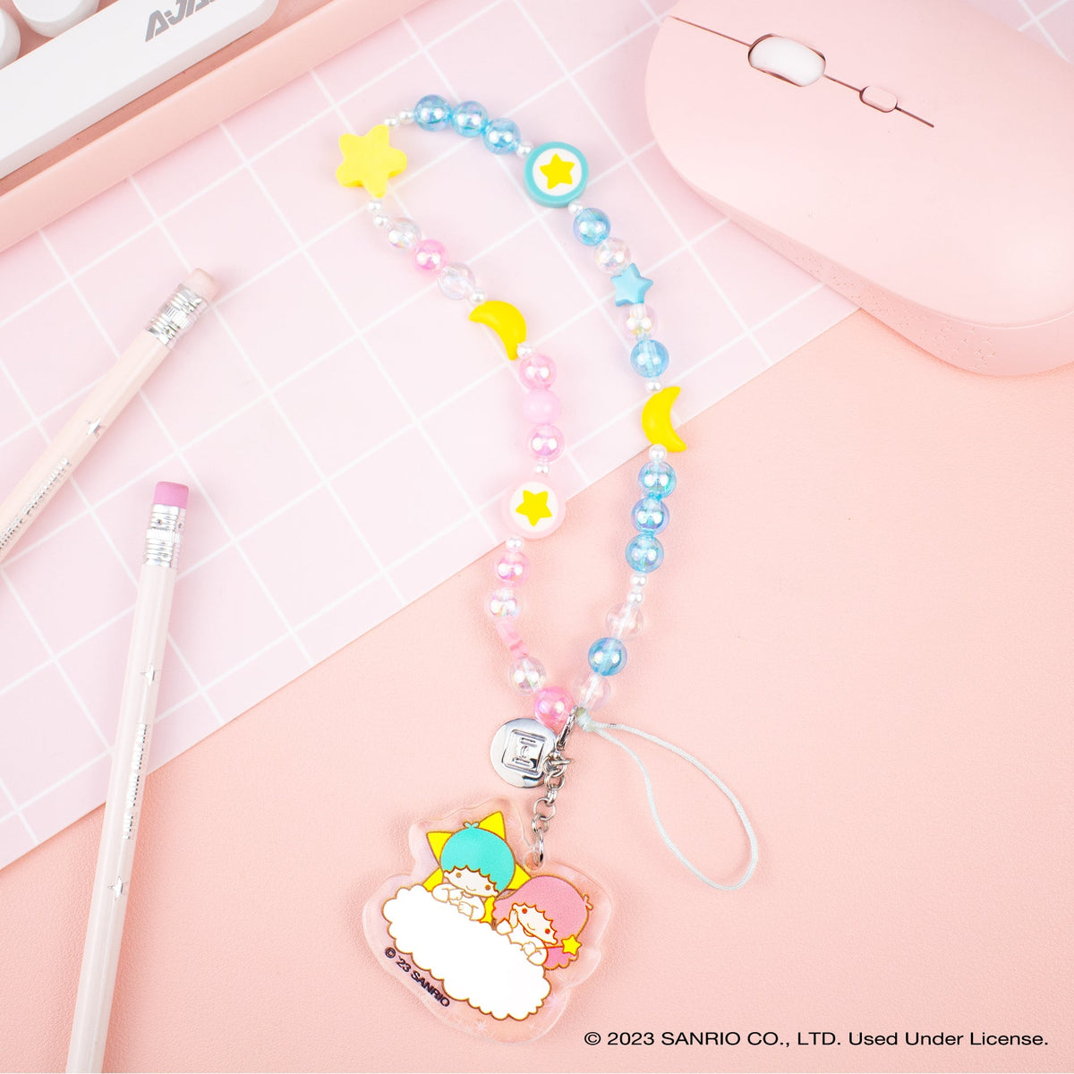 Little Twin Stars Beaded Phone Charm Wrist Lanyard Strap