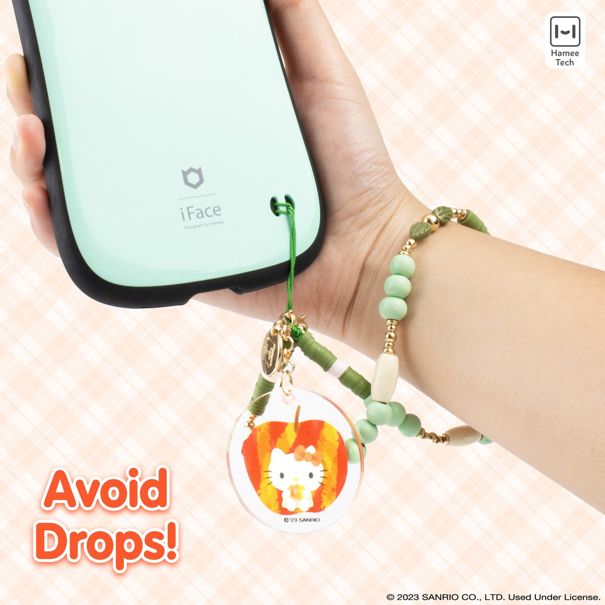 Hello Kitty Apple Beaded Charm Phone Wrist Strap