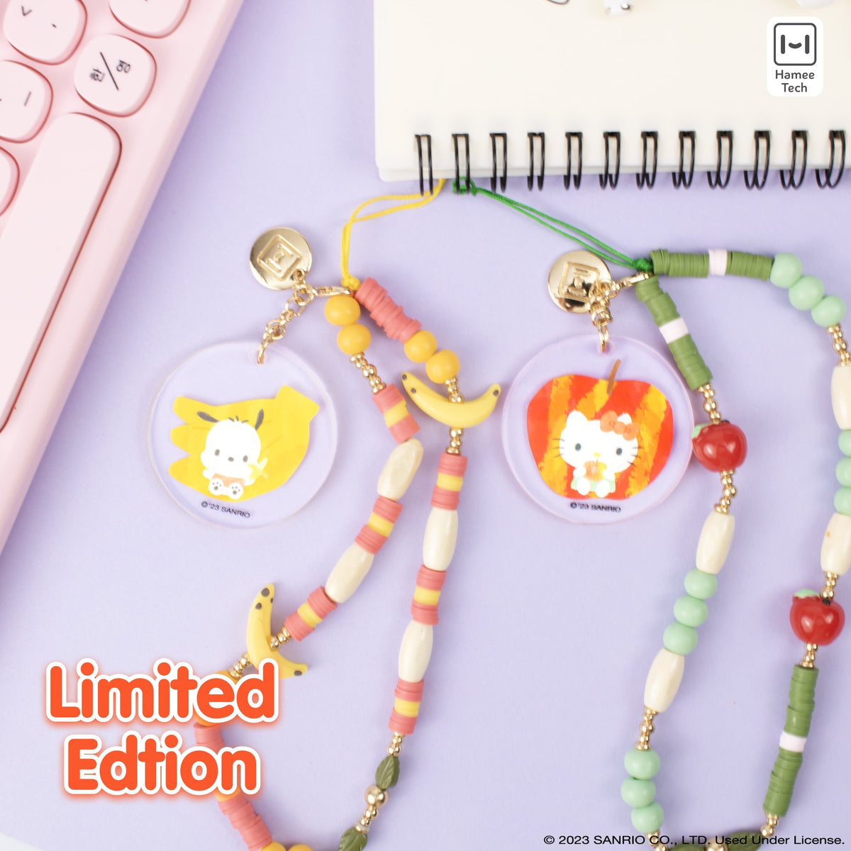 Hello Kitty Apple Beaded Charm Phone Wrist Strap