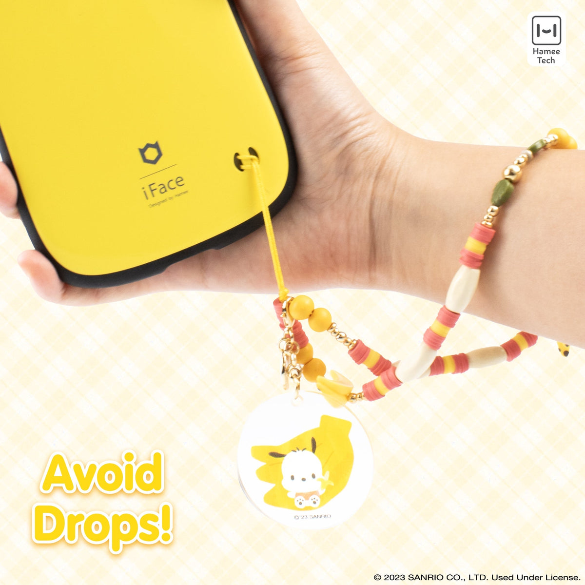 Pochacco Banana Beaded Charm Phone Wrist Strap