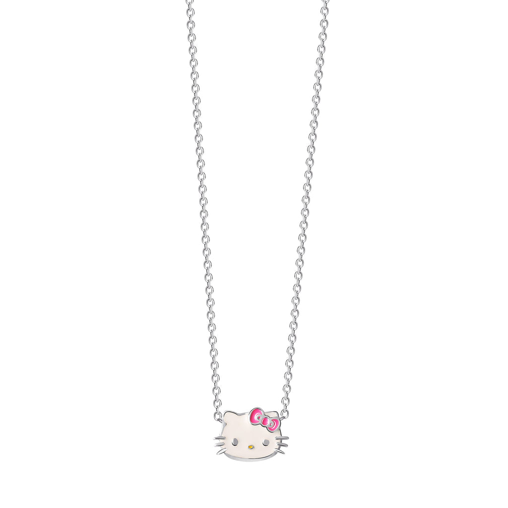 Hello Kitty 925 Sterling Silver Enamel Bow Necklace