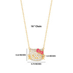 Hello Kitty 18 Inch Gold Plated Face Pave 3D Necklace