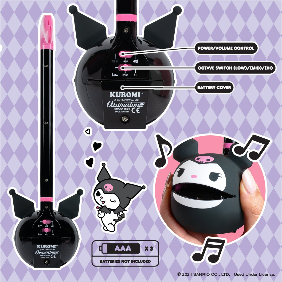 Kuromi Hello Kitty and Friends Otamatone Instrument Toy
