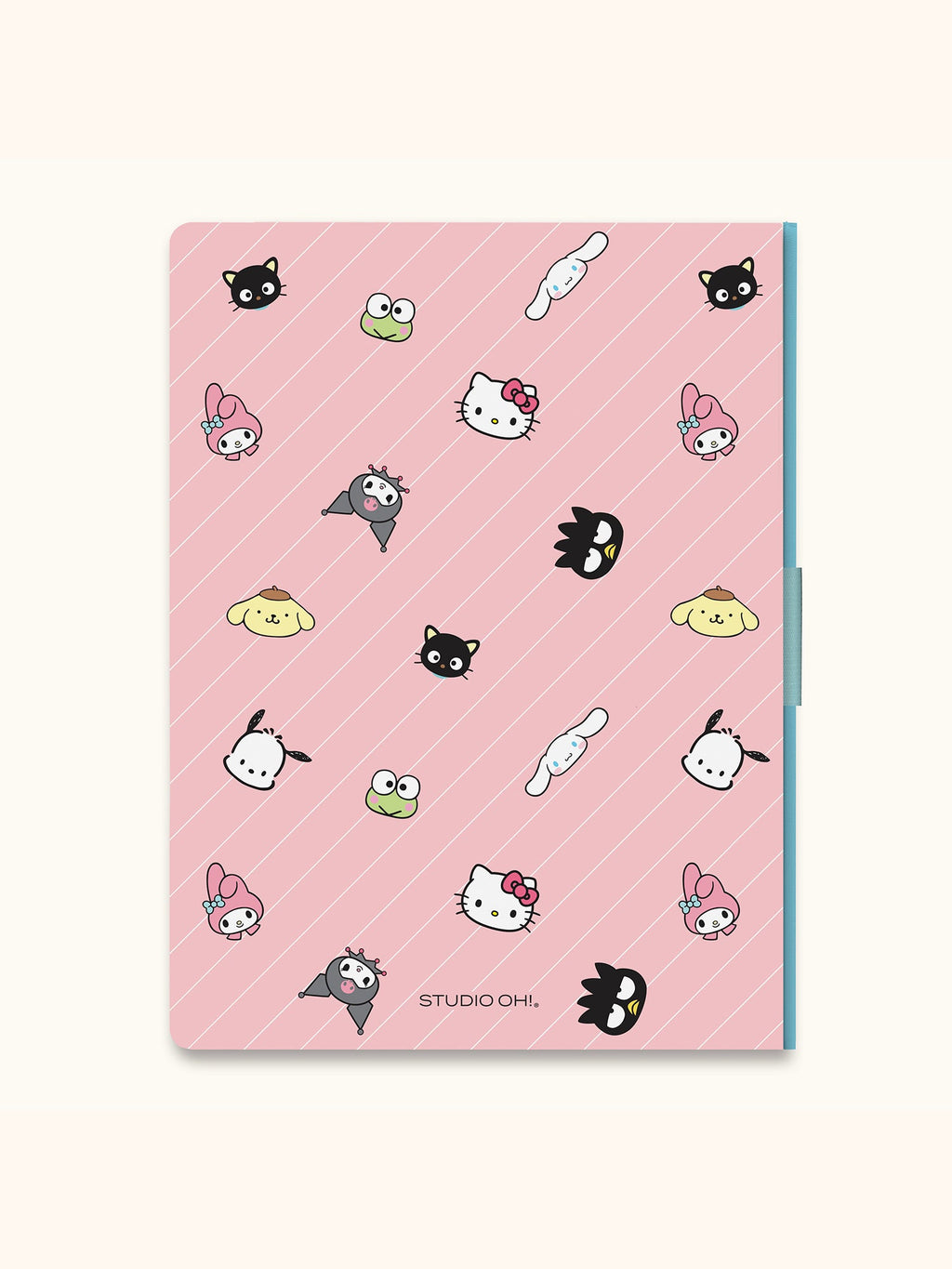 Hello Kitty And Friends Pink Pinstripe Casey Notebook With Phone Loop by Studio Oh