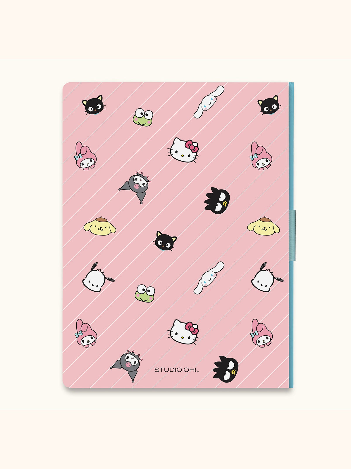 Hello Kitty And Friends Pink Pinstripe Casey Notebook With Phone Loop by Studio Oh