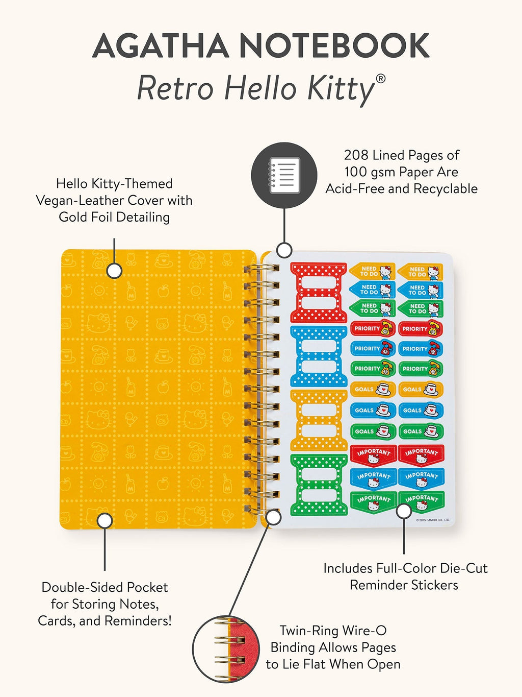 Hello Kitty Retro Red Agatha Softcover Notebook