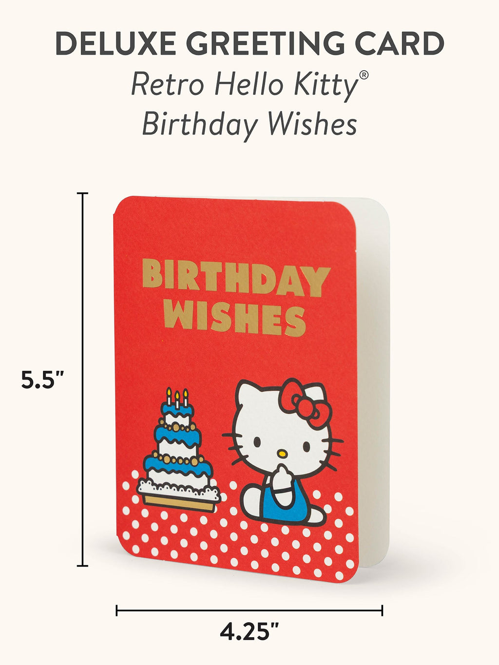 Hello Kitty Retro Red Birthday Wishes Deluxe Greeting Card