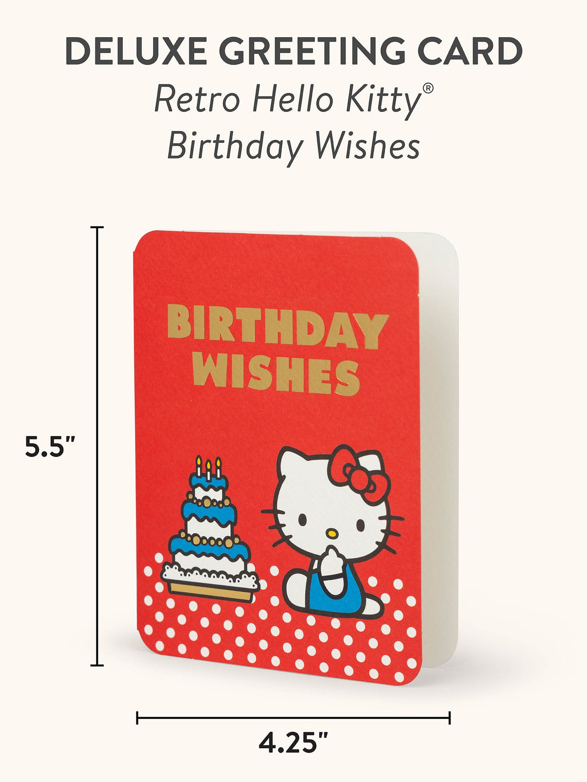 Hello Kitty Retro Red Birthday Wishes Deluxe Greeting Card