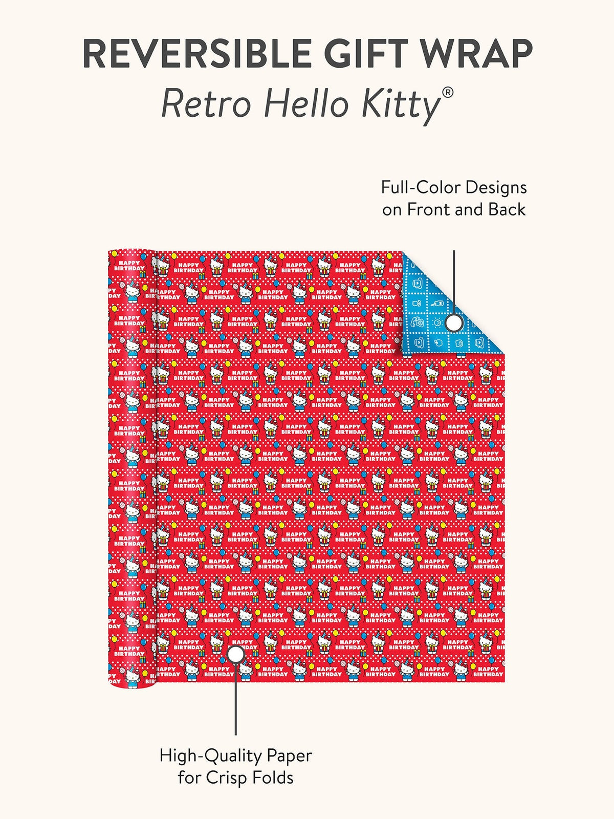 Hello Kitty Retro Red Reversible Gift Wrap Paper