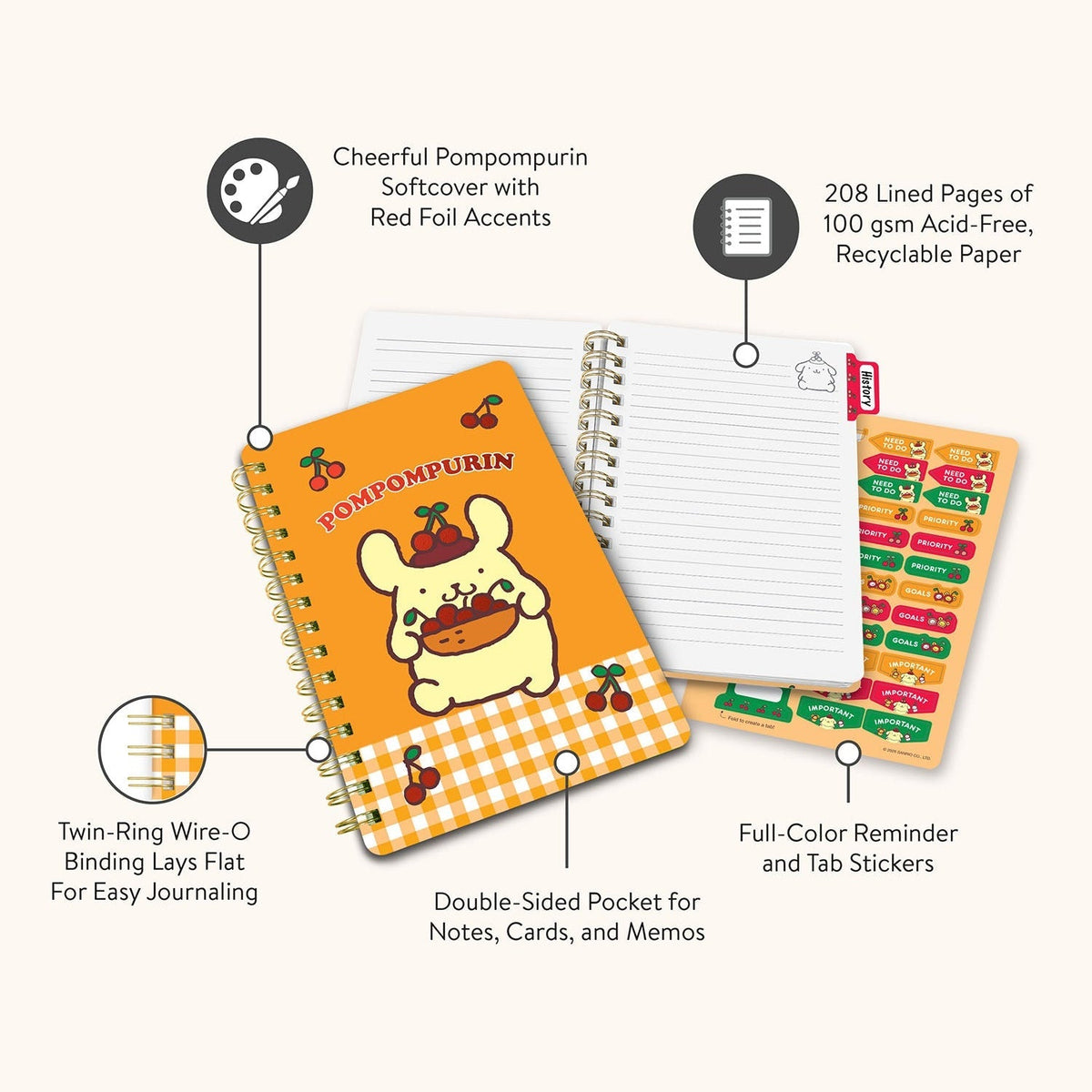 Pompompurin Cherries Agatha Notebook by Studio Oh