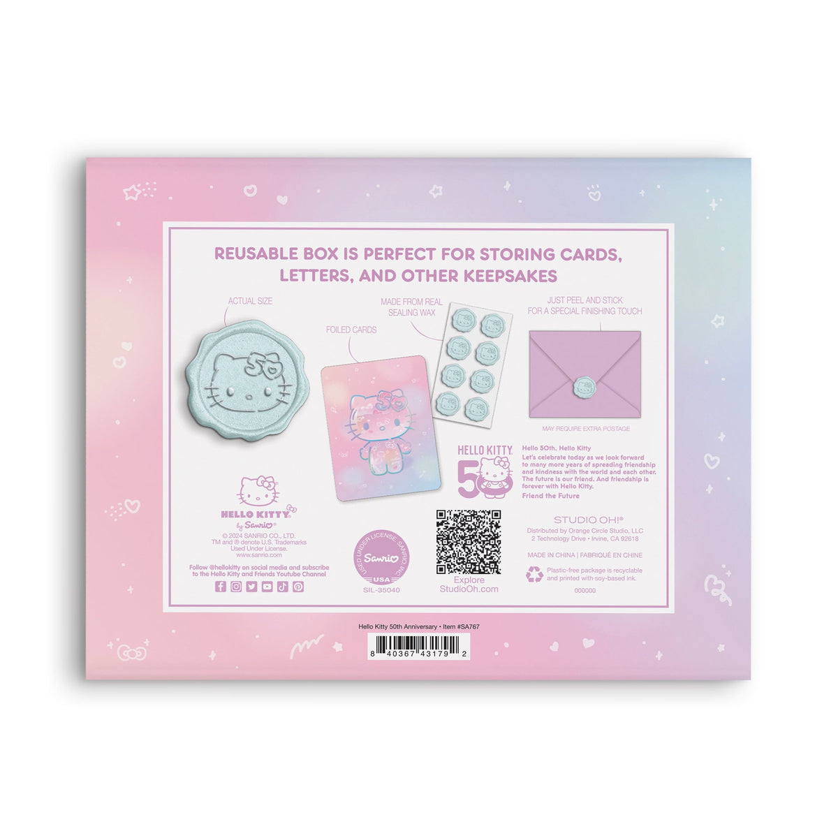 Hello Kitty 50th Anniversary Note Cards and Wax Seals Set Studio Oh