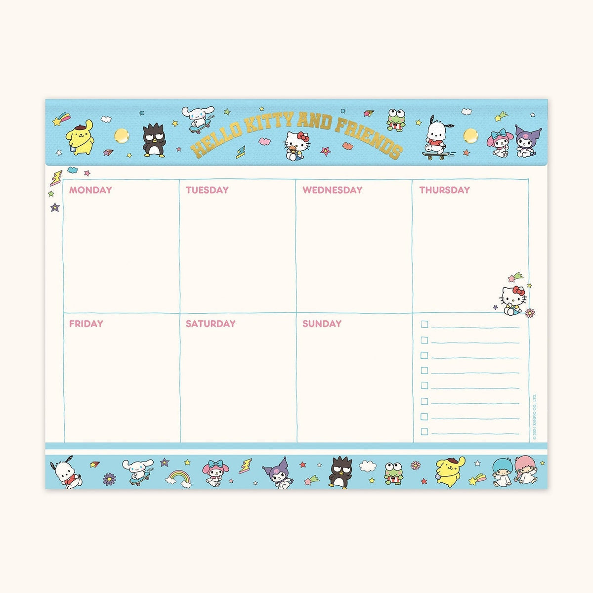 Hello Kitty and Friends x Studio Oh! College Letters Blue Weekly Desk Pad
