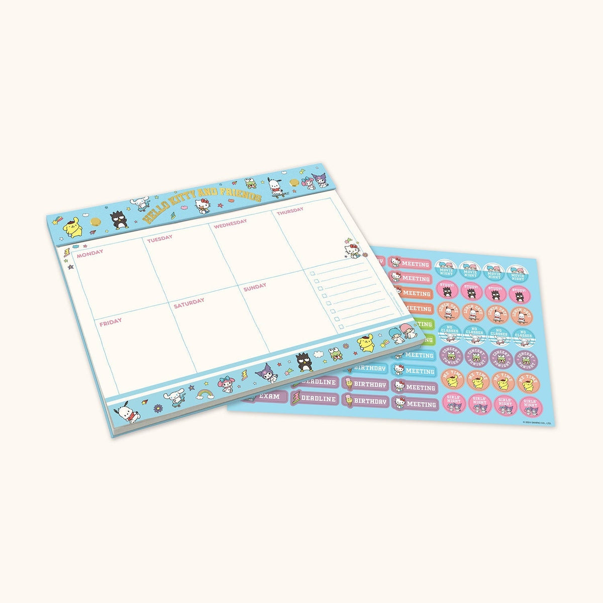 Hello Kitty And Friends College Letters Blue Weekly Desk Pad by Studio Oh