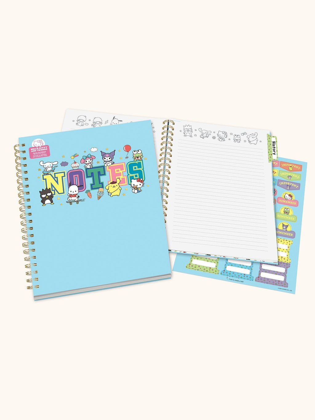 Hello Kitty And Friends College Letters Blue XL Spiral Notebook by Studio Oh