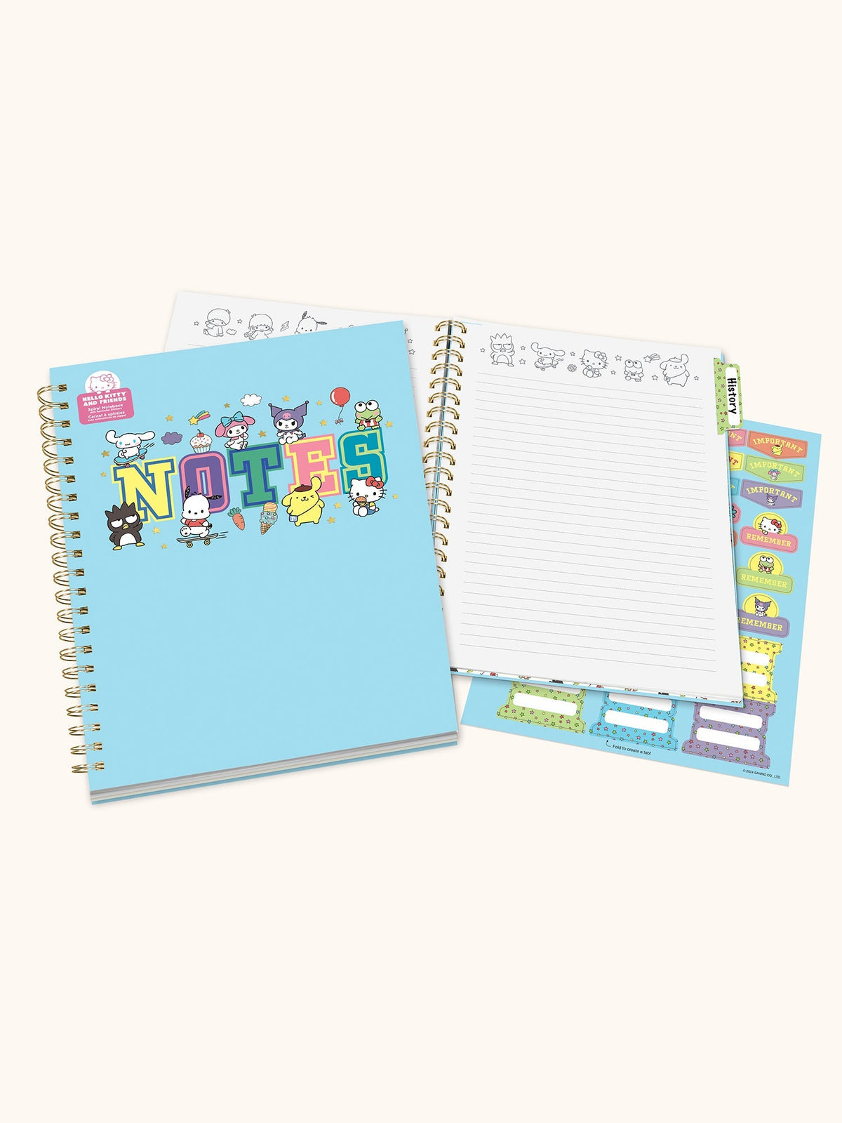 Hello Kitty And Friends College Letters Blue XL Spiral Notebook by Studio Oh