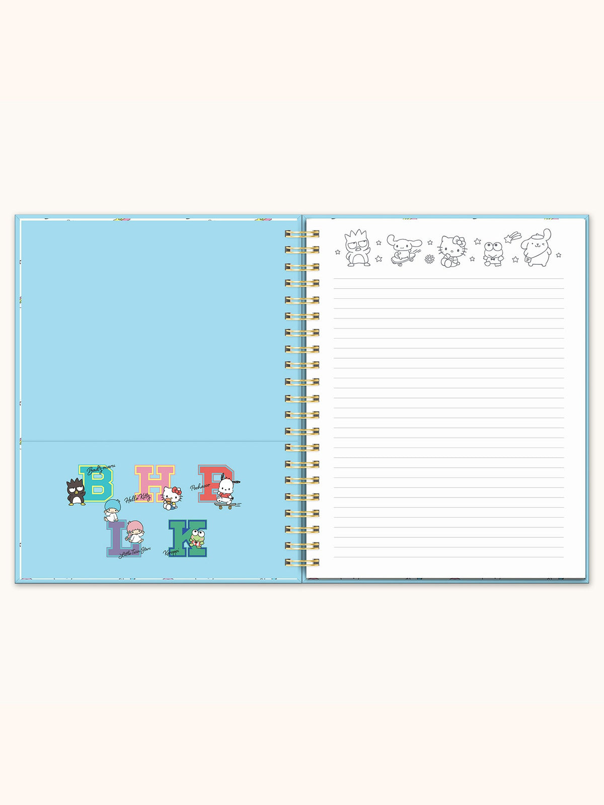 Hello Kitty And Friends College Letters Blue XL Spiral Notebook by Studio Oh