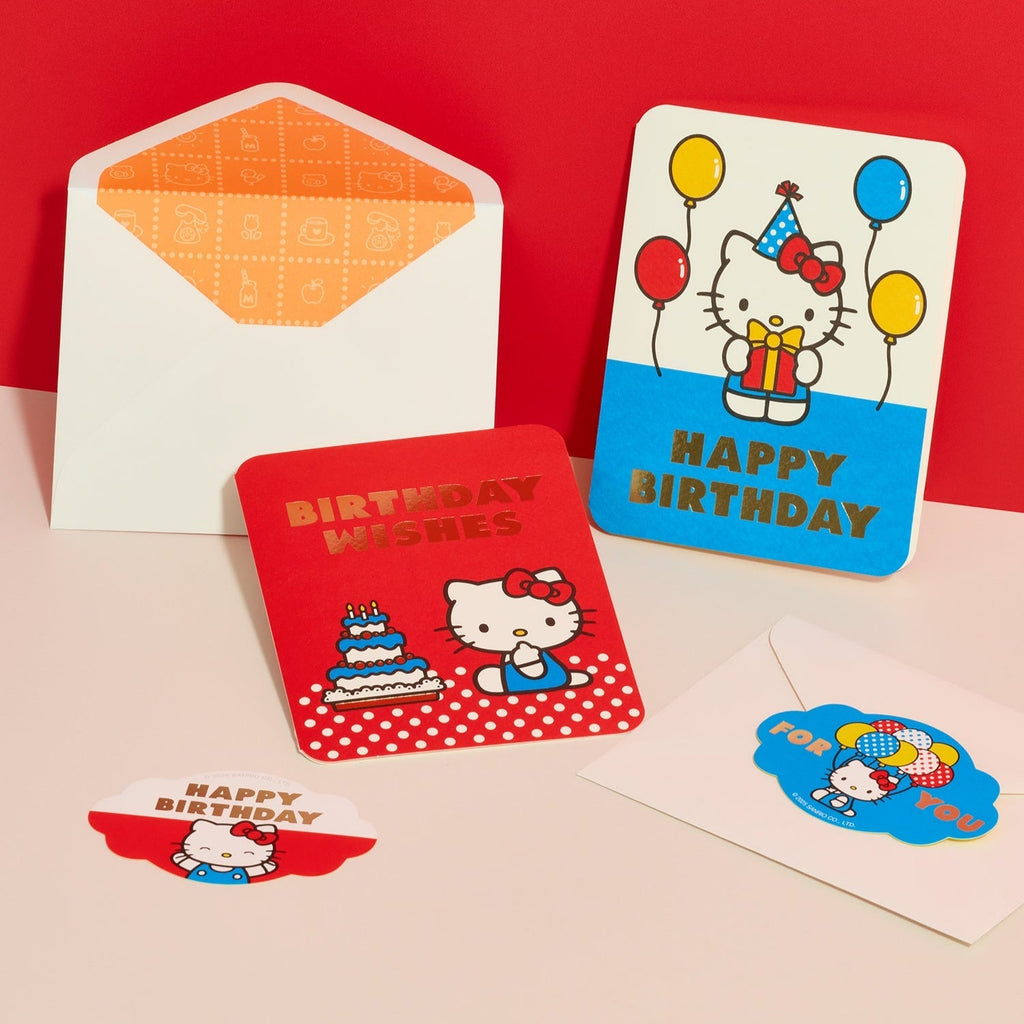 Hello Kitty Retro Red Birthday Wishes Deluxe Greeting Card