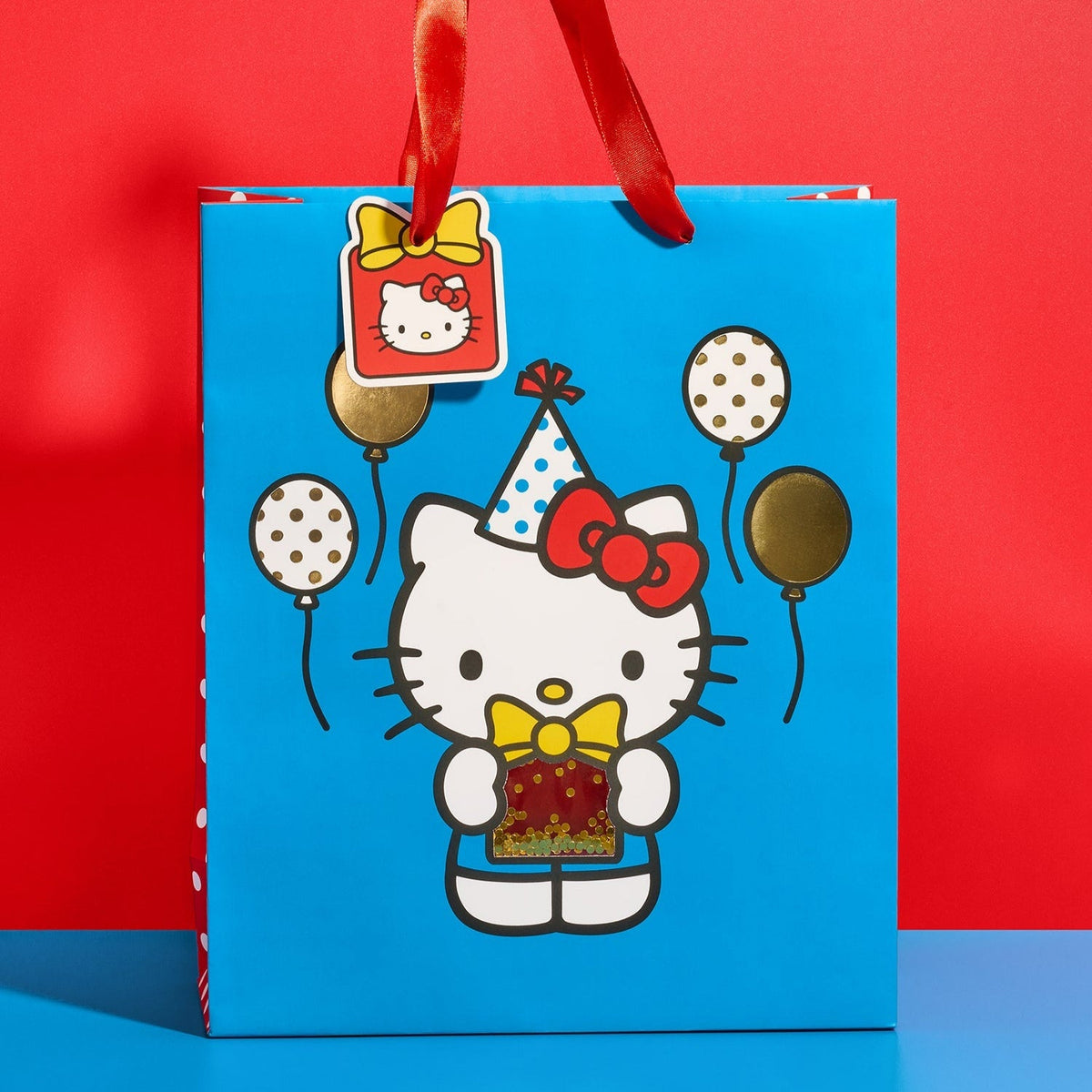 Hello Kitty Retro Red Balloons Large Gift Bag With Confetti