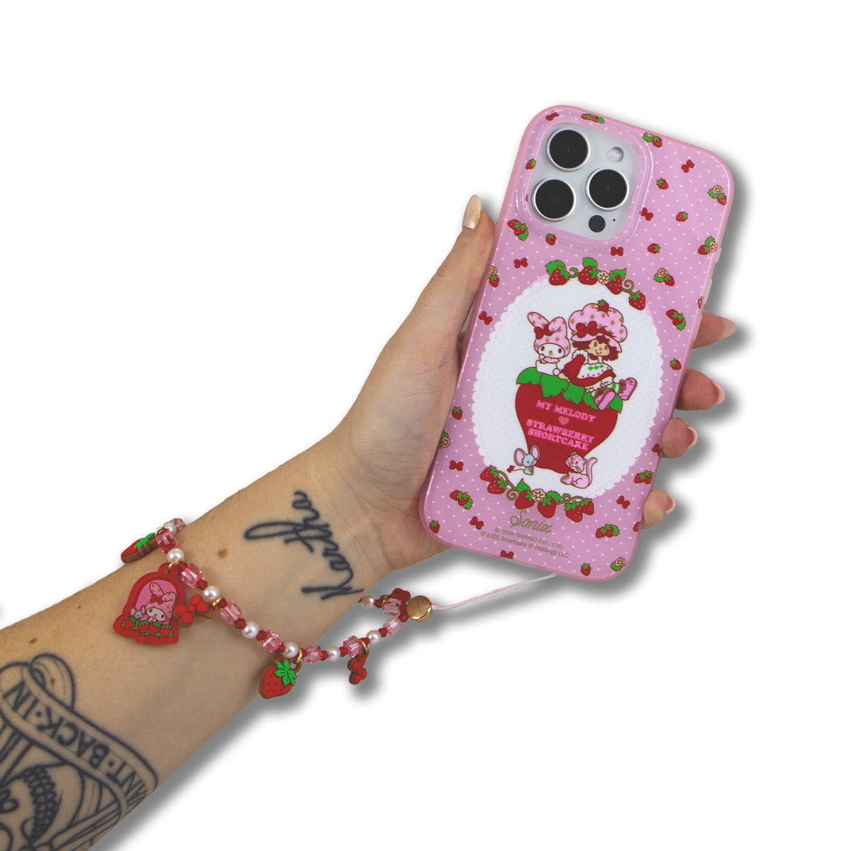 My Melody X Strawberry Shortcake Phone Beaded Wristlet by Sonix
