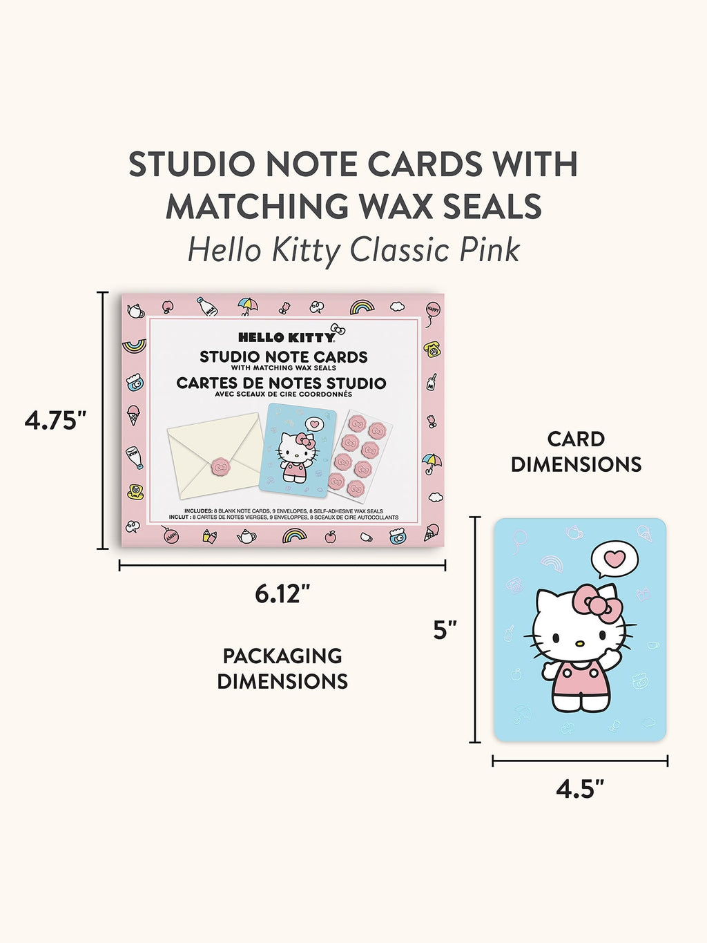Hello Kitty Classic Pink Note Cards and Wax Seals Set by Studio Oh