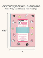 Hello Kitty And Friends Pink Pinstripe Casey Notebook With Phone Loop by Studio Oh