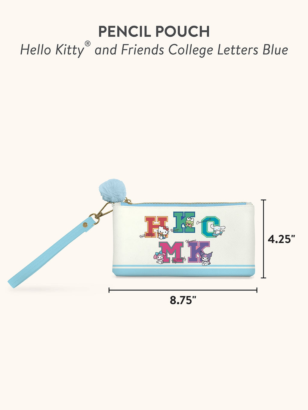 Hello Kitty And Friends College Letters Blue Pencil Pouch by Studio Oh