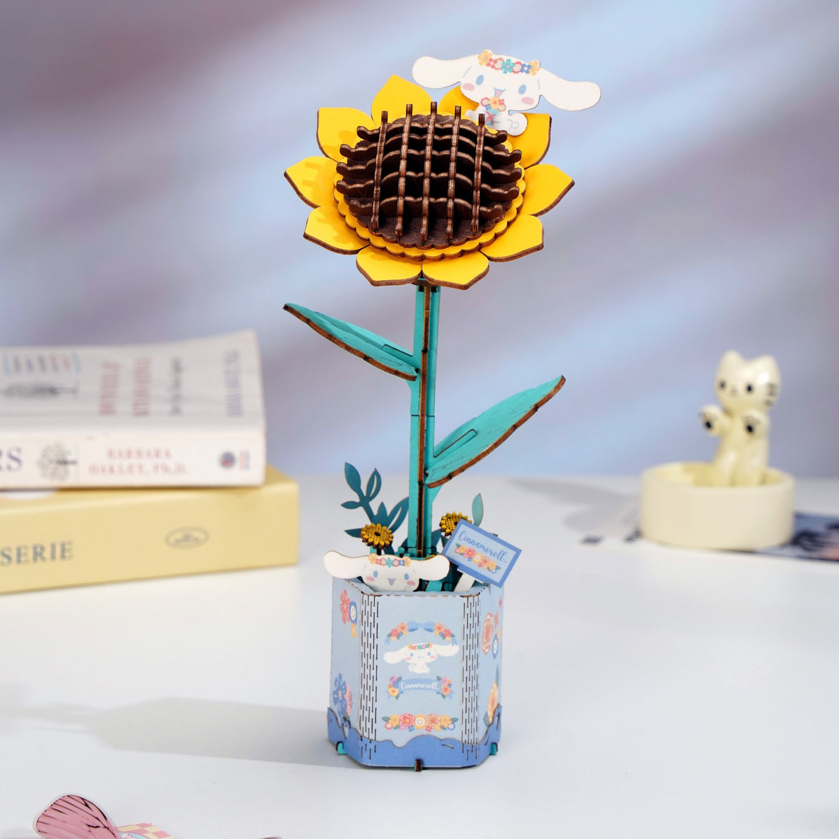 Cinnamoroll Sunflower 3D Wooden Puzzle, Hands Craft Diy Kit