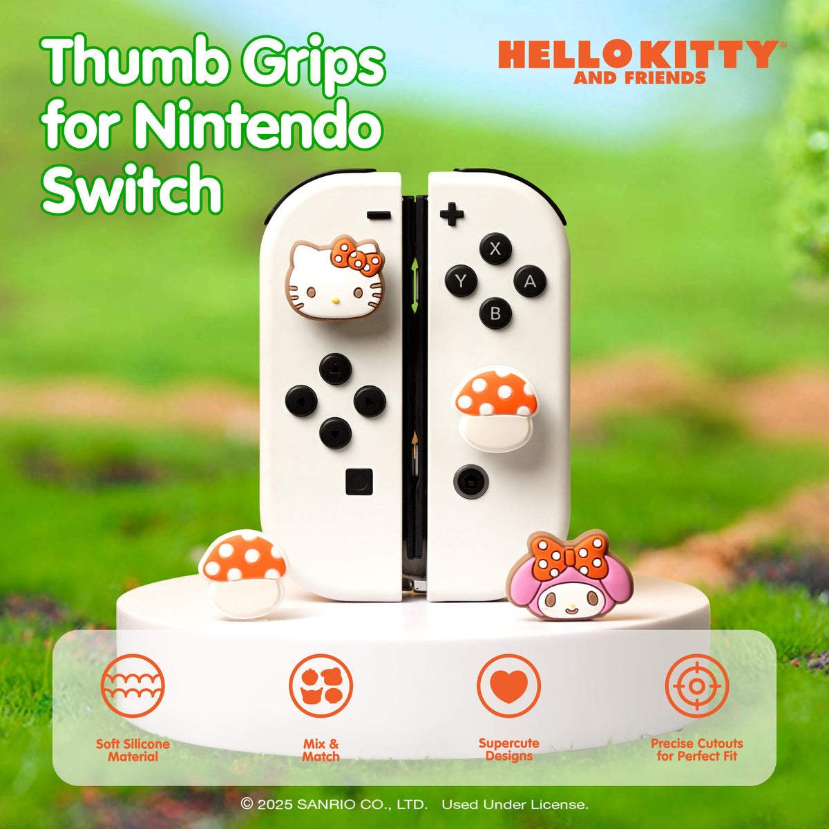 Hello Kitty And My Melody Mushroom Nintendo Switch Grip Caps