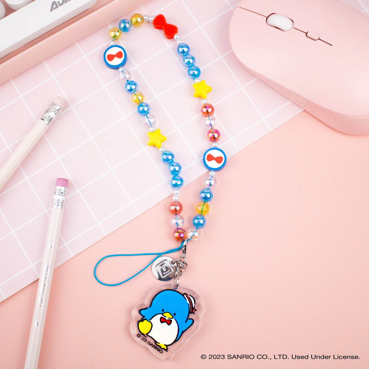 Tuxedosam Beaded Phone Wristlet Strap with Charm