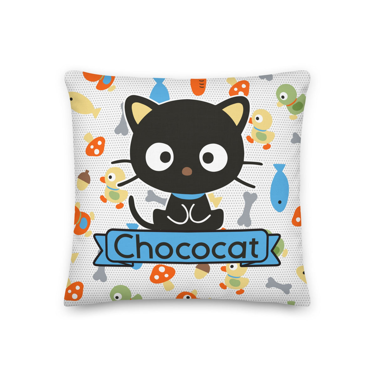Chococat Fish and Acorns 18 Inch Square Pillow