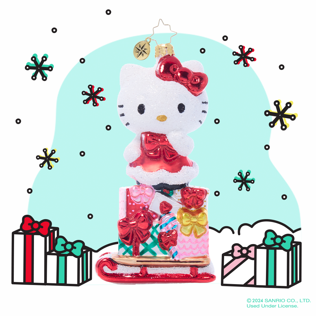 Hello Kitty X Christopher Radko Handmade Glass Ornament, Happy Holidays