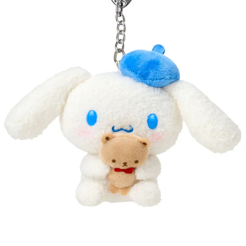 Cinnamoroll x Kuma-san Blue Beret Plush Mascot Keychain