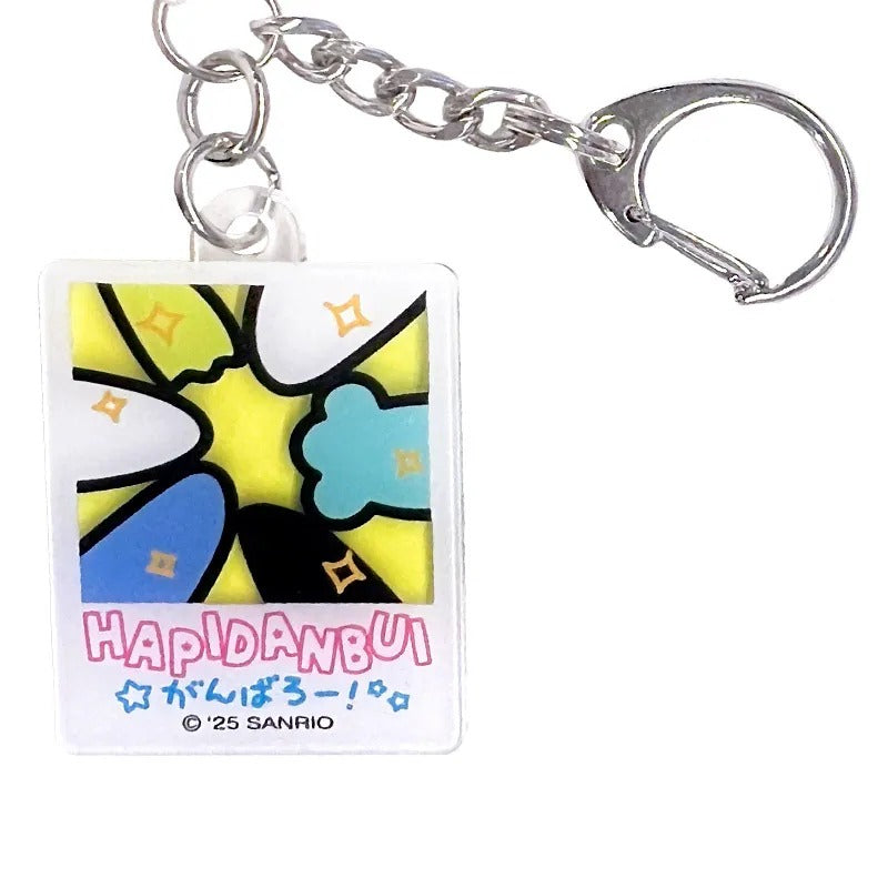 Keroppi Hapidanbui Plush Mascot Keychain With Acrylic Charm
