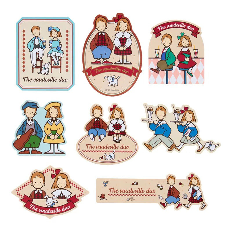 The Vaudeville Duo 16-Piece Sticker Set, Friendly Pair Series