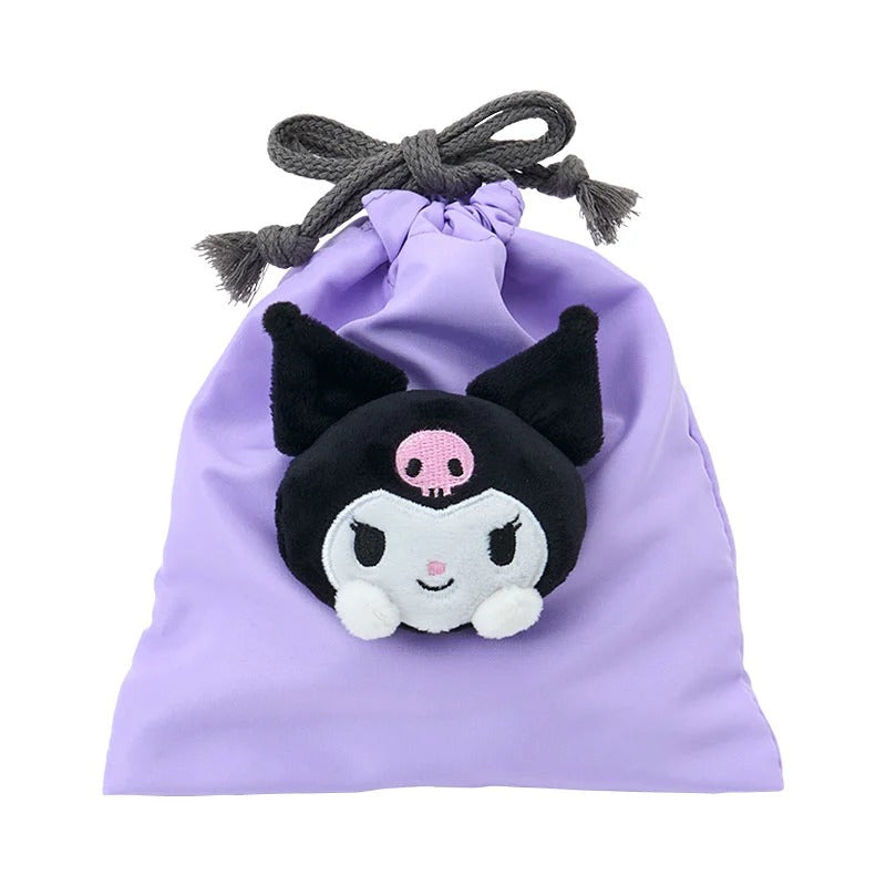 Kuromi Face Plush Drawstring Travel Pouch