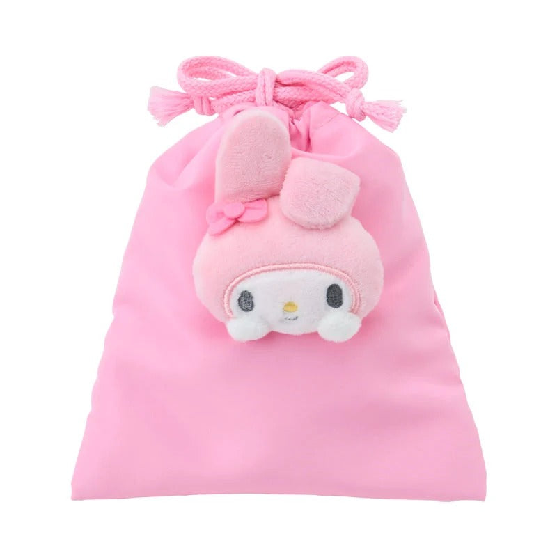 My Melody Face Plush Drawstring Travel Pouch