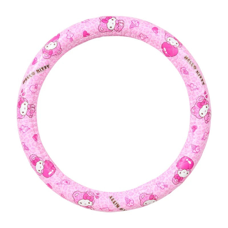 Hello Kitty Car Steering Wheel Cover, Teddy Pink