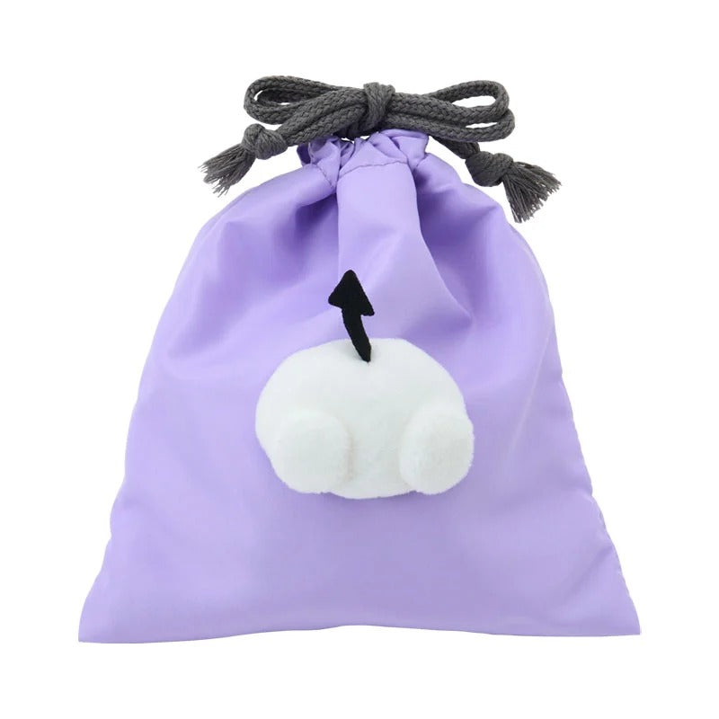 Kuromi Plush Face Drawstring Travel Pouch