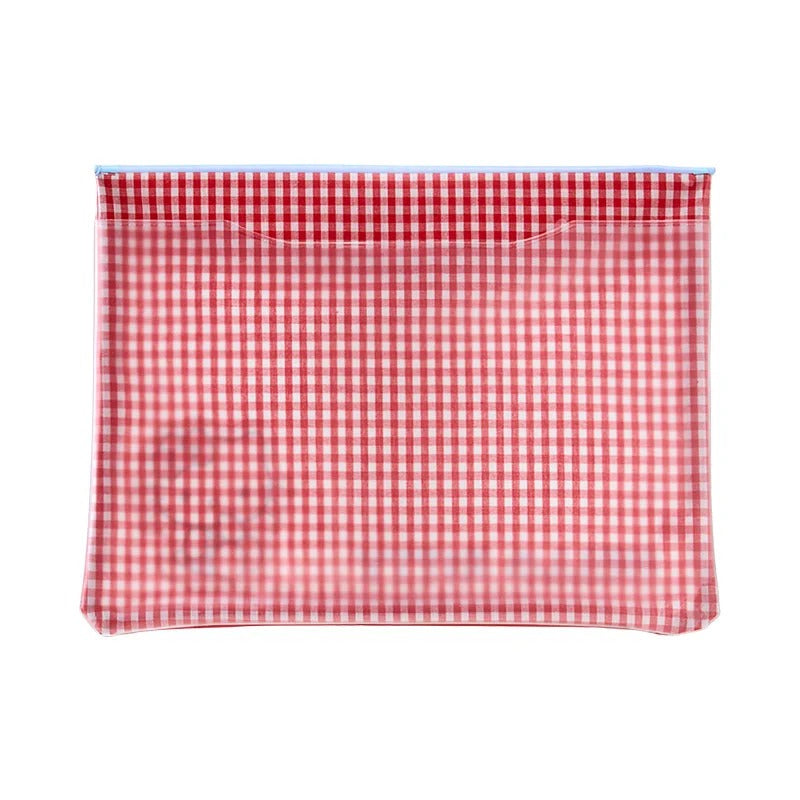 Hello Kitty Gingham Flat Pouch With Clear Window