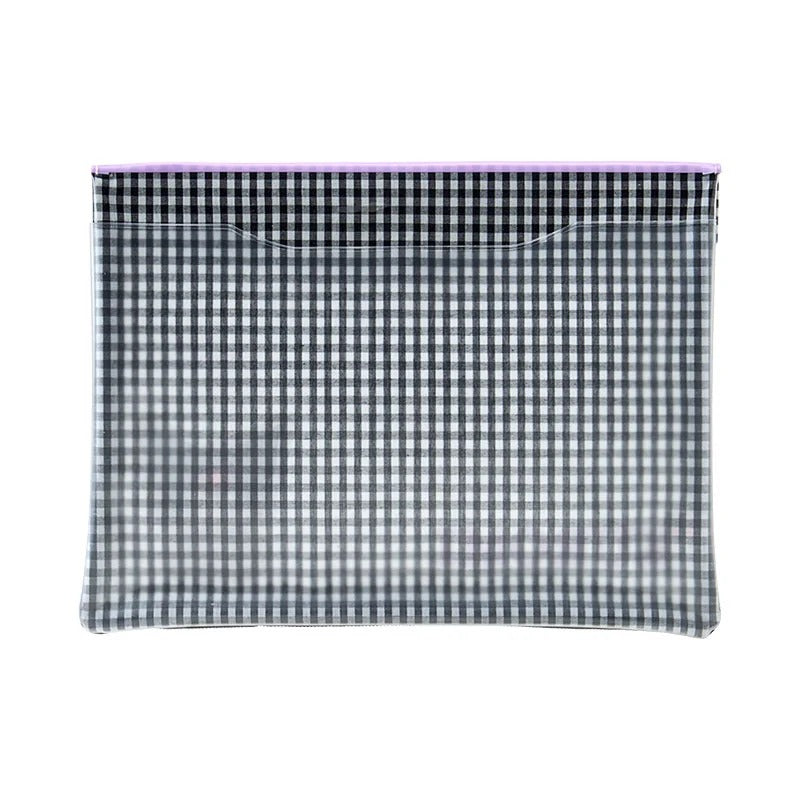 Kuromi Gingham Flat Pouch With Clear Window