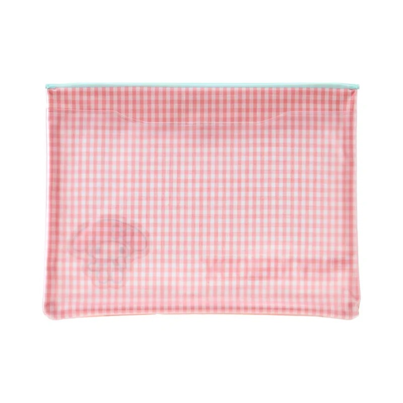 My Melody Gingham Flat Pouch With Clear Window