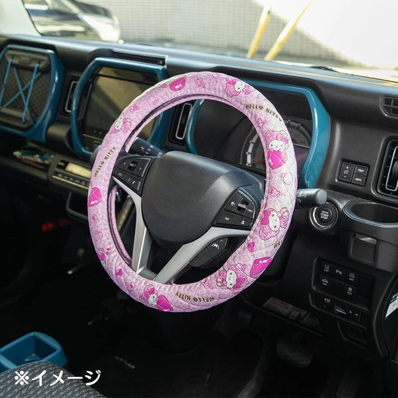 Hello Kitty Car Steering Wheel Cover, Teddy Pink