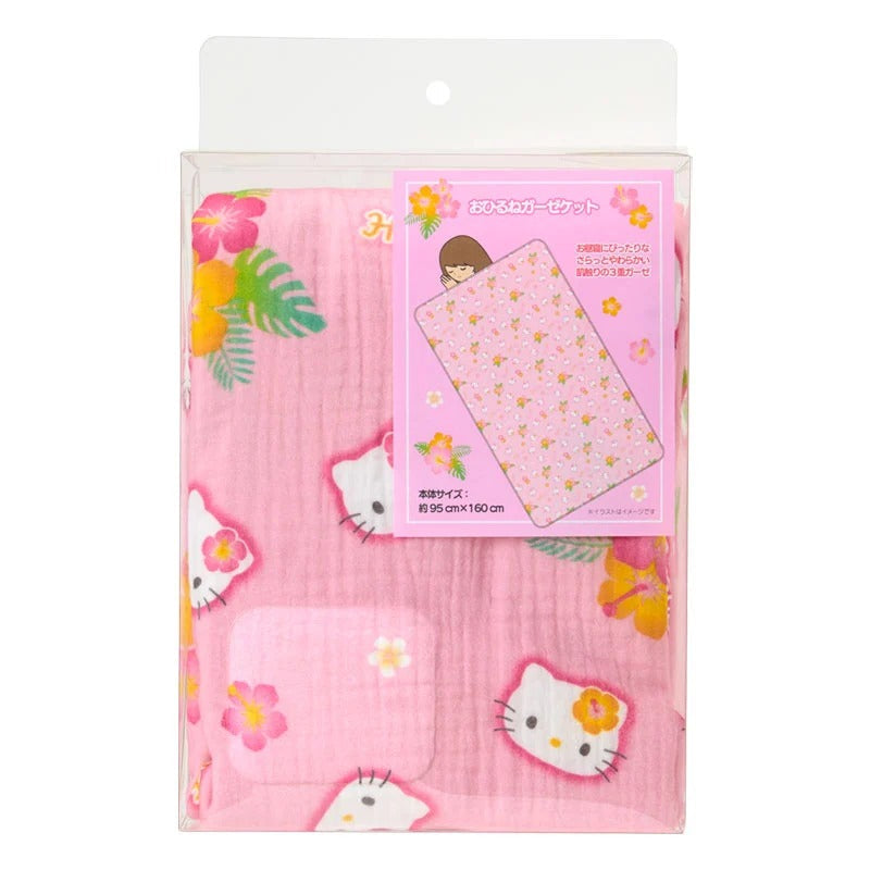 Hello Kitty Hibiscus Soft Cotton Gauze Throw Blanket