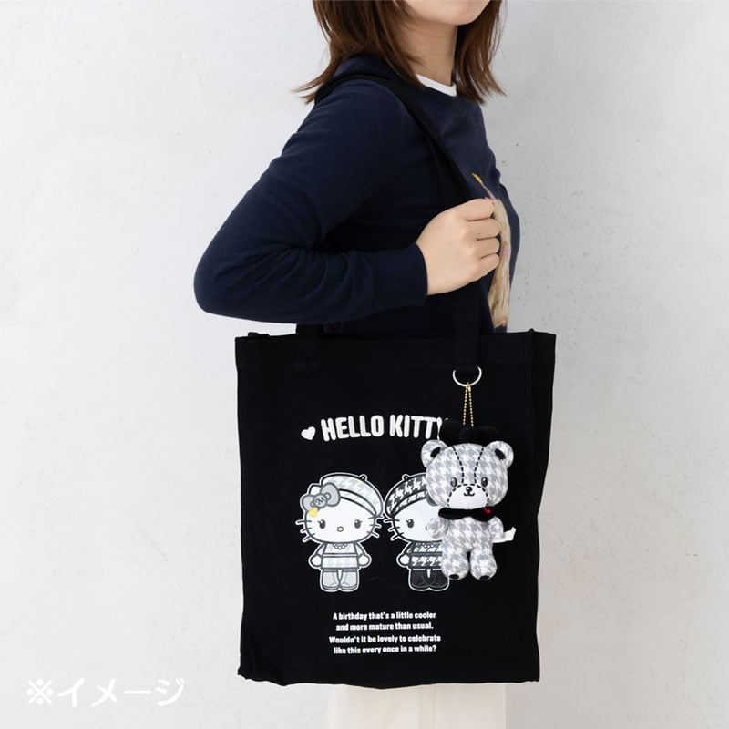 Hello Kitty Monochrome Birthday Houndstooth Tote Bag