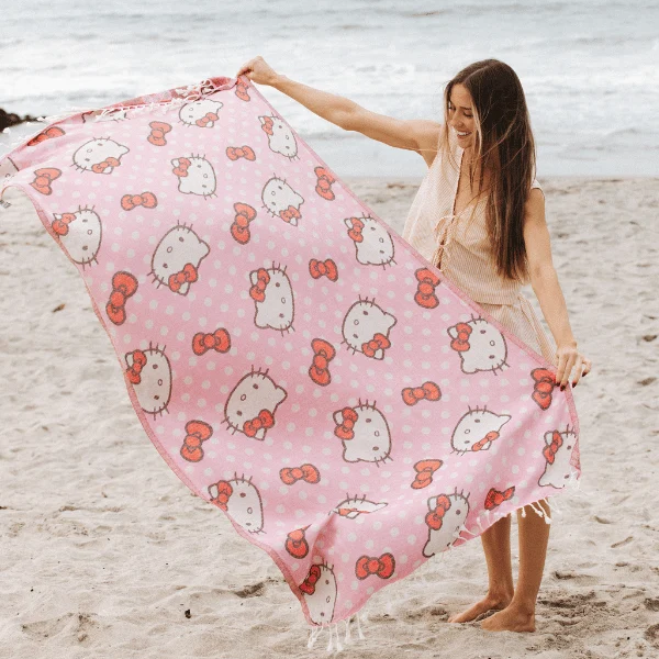 Hello Kitty Sand Cloud Organic Cotton Beach Towel, Dots