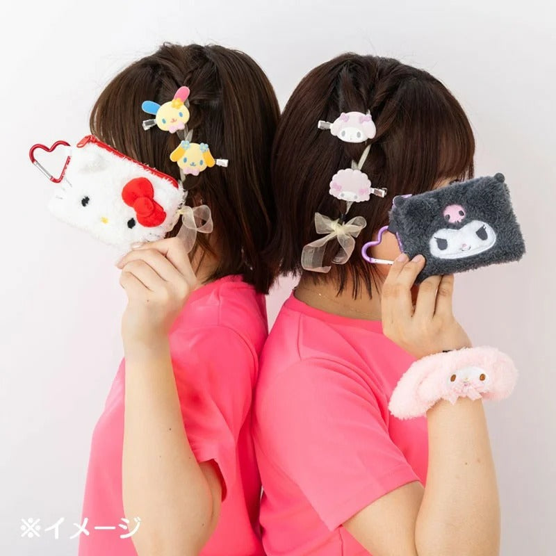 Hello Kitty Fuzzy Mini Zip Pouch with Carabiner